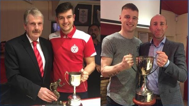 An image of Jack brady and Jamie Doyle receiving the player of the year awards.