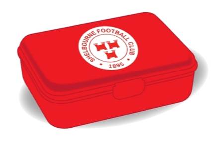 Shelbourne FC lunch box in red.